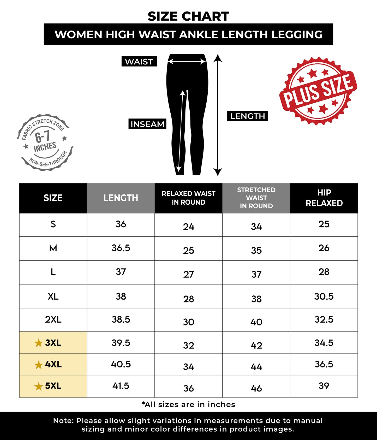 High Waist Ankle Length Leggings (Tights)