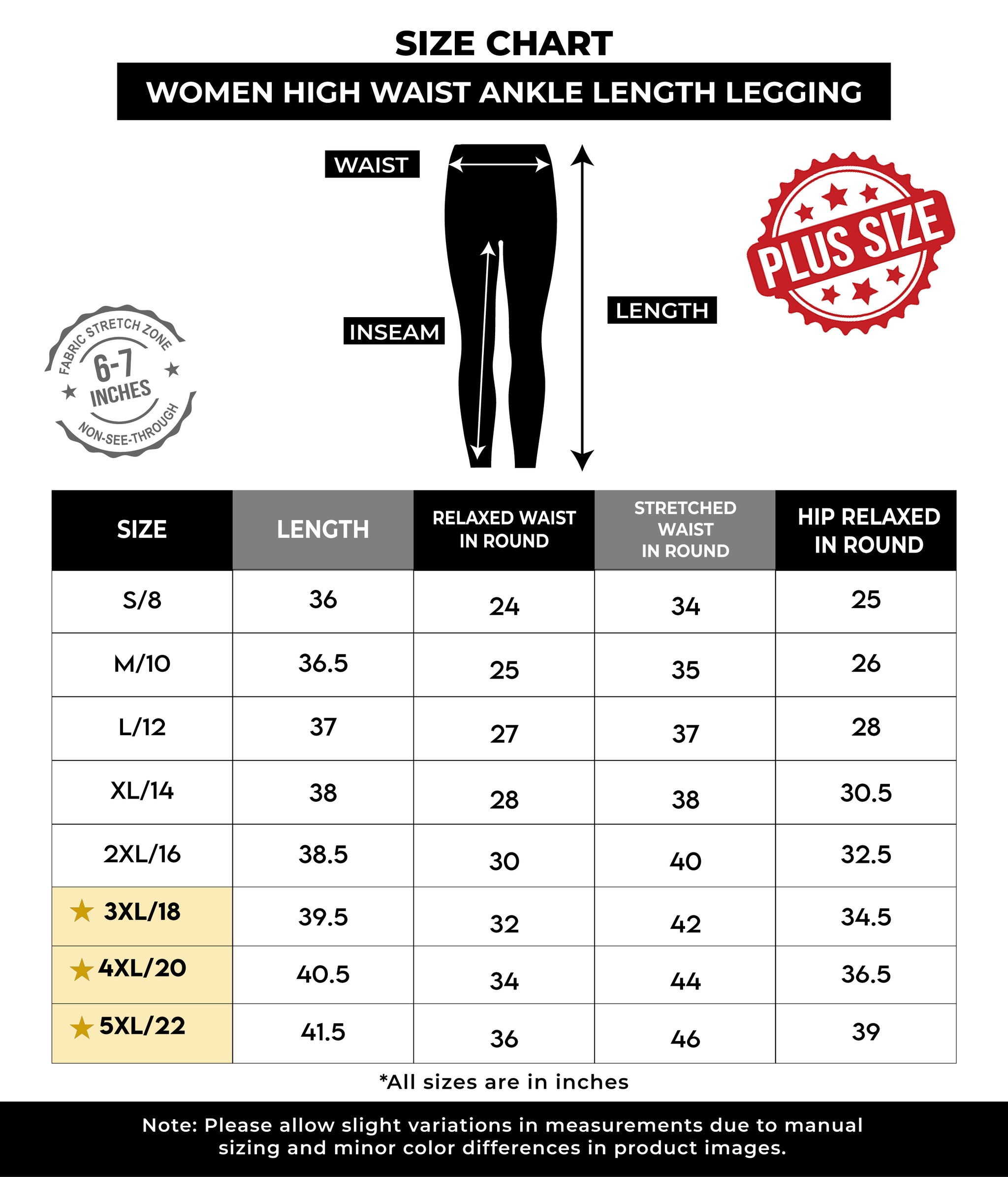 High Waist Ankle Length Leggings (Tights)