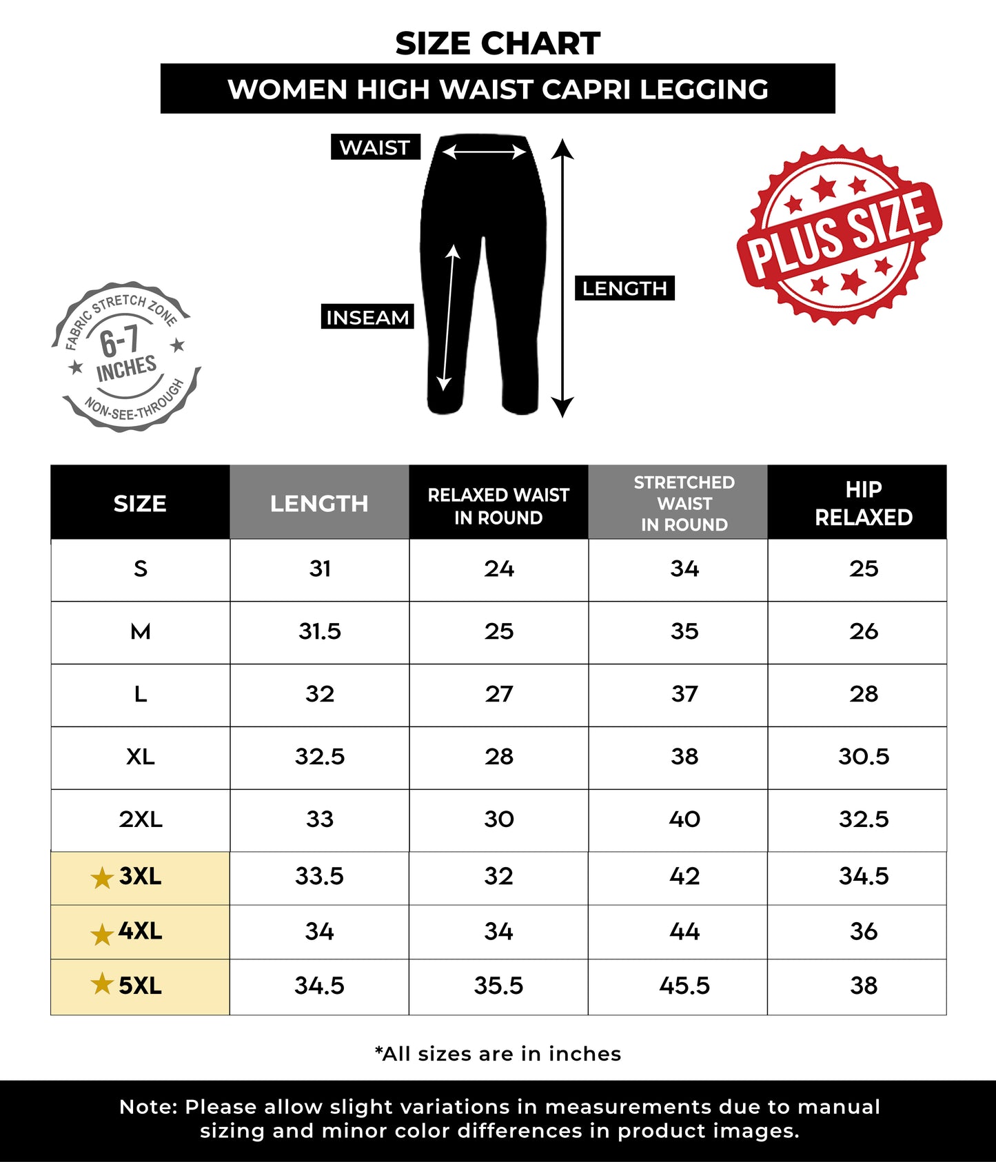 High Waist Capri Leggings (Tights)