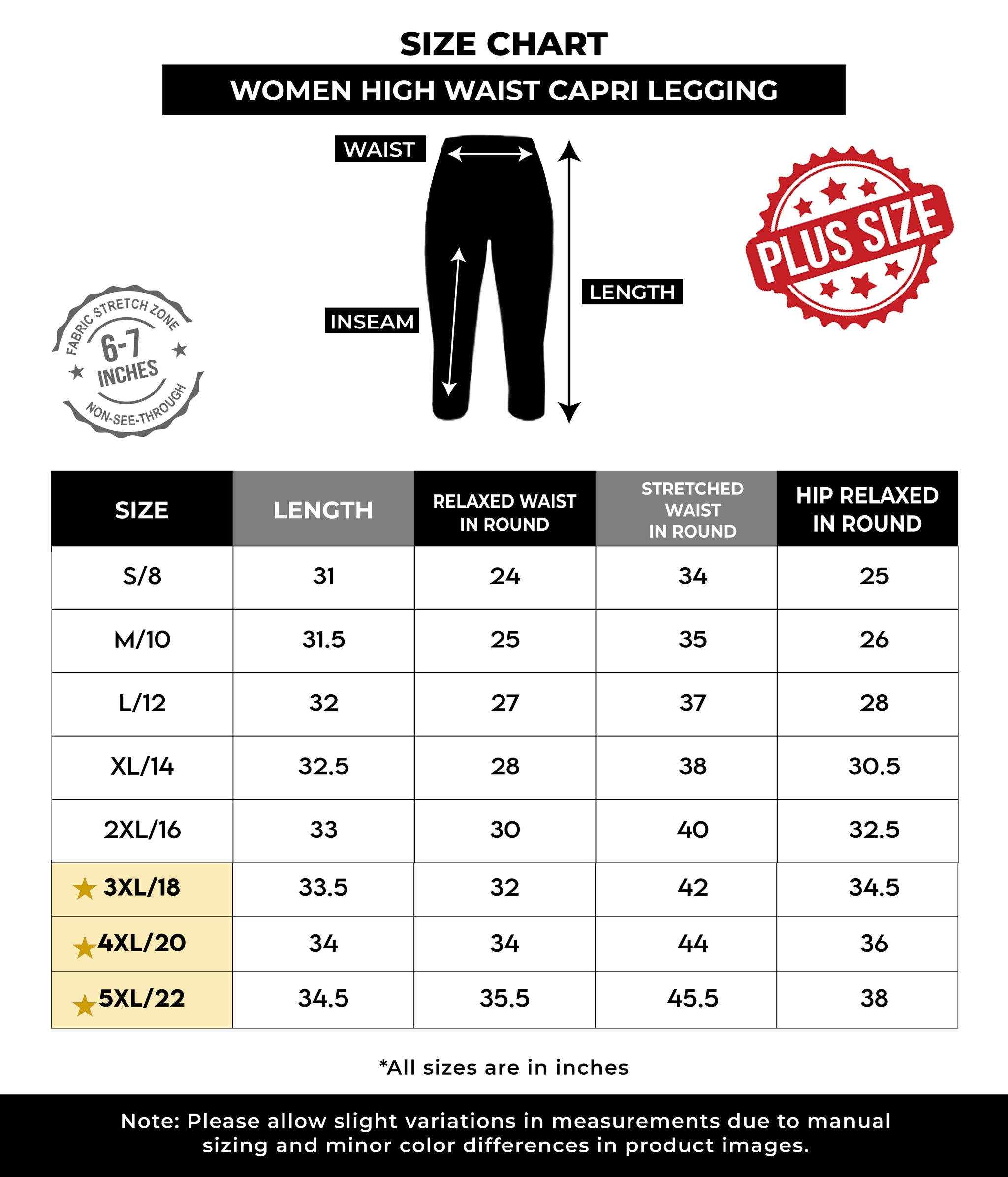 High Waist Capri Leggings (Tights)