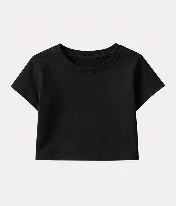 Girls_Half_Sleeve_Black_Crop_Top