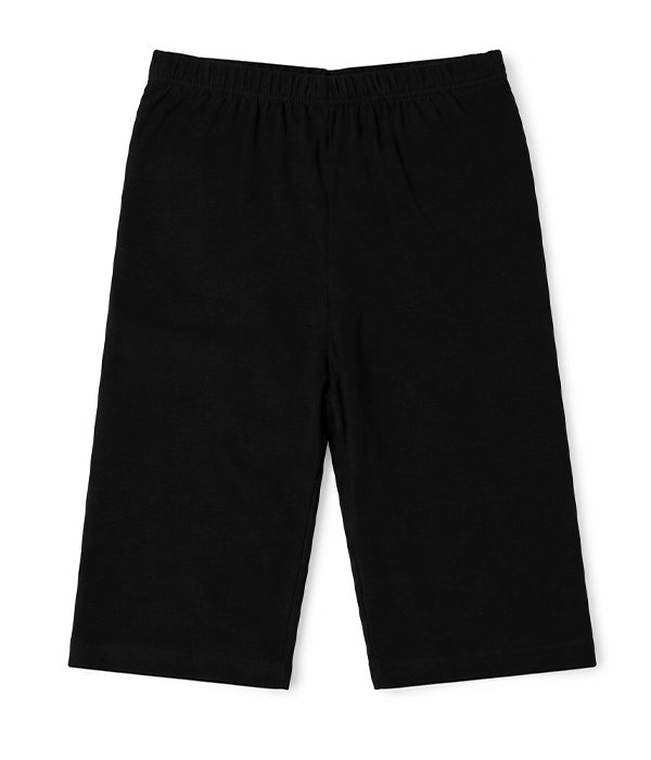 Black shorts on a white background. High Waist Knee Length Leggings (Tights)