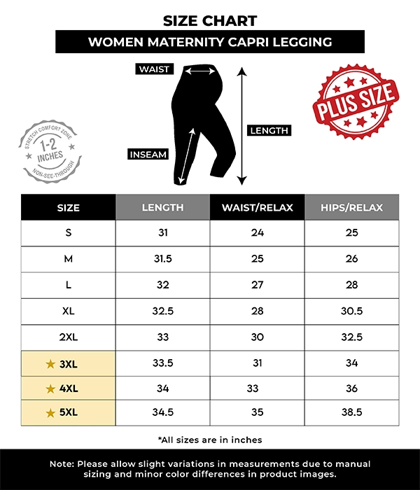 Maternity Capri Leggings (Size_guide)