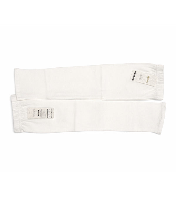 White sleeve extenders with a brand label on a white background