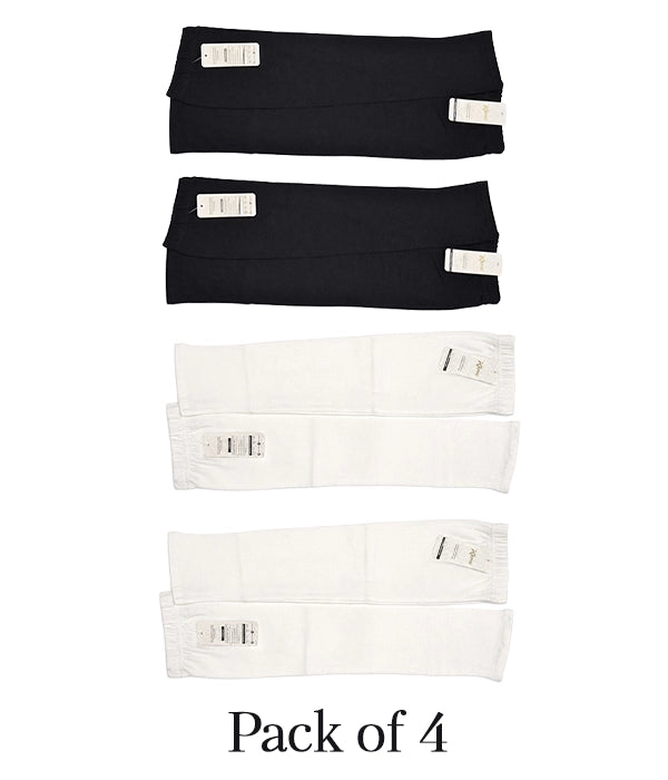Pack of 4 black and white sleeve extenders on a white background