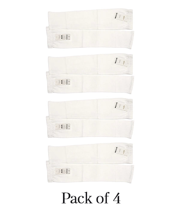 Pack of 4 white mens Sleeve Extenders on a white background