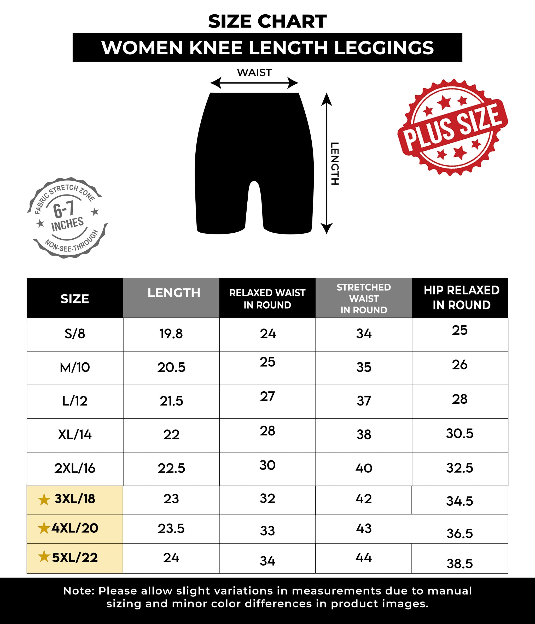 Women Knee Length Leggings (Tights)