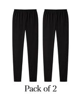 Two black leggings on a white background with 'Pack of 2' text.