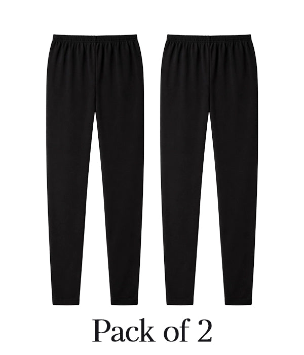 Two black leggings on a white background with 'Pack of 2' text.