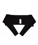 Black sleeve extenders with a tag on a white background. Black Women Sleeve Extenders