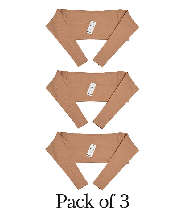 Three beige sleeve extenders on a white background with 'Pack of 3' text.